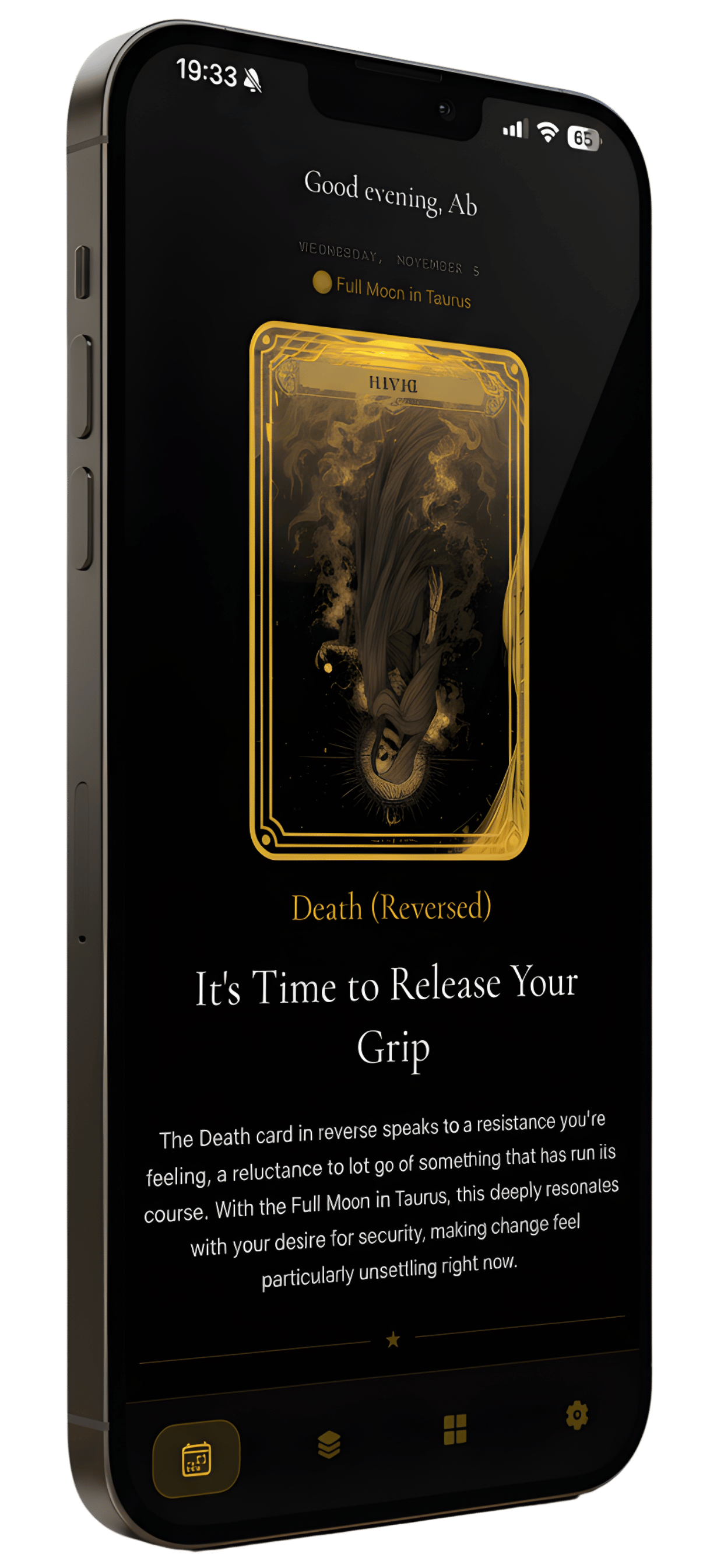 Daily tarot reading screen